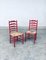 Rustic Red High Ladder Back Wood & Rush Chair Set, 1930s, Set of 2 26