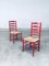 Rustic Red High Ladder Back Wood & Rush Chair Set, 1930s, Set of 2 23
