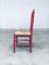 Juego de silla alta rústica de madera con respaldo en rojo, años 30. Juego de 2, Imagen 17