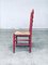 Rustic Red High Ladder Back Wood & Rush Chair Set, 1930s, Set of 2 17