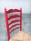 Juego de silla alta rústica de madera con respaldo en rojo, años 30. Juego de 2, Imagen 12