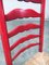 Juego de silla alta rústica de madera con respaldo en rojo, años 30. Juego de 2, Imagen 9