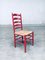 Juego de silla alta rústica de madera con respaldo en rojo, años 30. Juego de 2, Imagen 19
