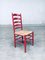 Rustic Red High Ladder Back Wood & Rush Chair Set, 1930s, Set of 2 19