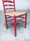 Juego de silla alta rústica de madera con respaldo en rojo, años 30. Juego de 2, Imagen 11