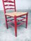 Rustic Red High Ladder Back Wood & Rush Chair Set, 1930s, Set of 2 11