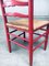 Chaises Rustique Rouge en Bois à Dossier Échelle et Rush, 1930s, Set de 2 1