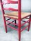 Rustic Red High Ladder Back Wood & Rush Chair Set, 1930s, Set of 2 1