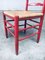 Rustic Red High Ladder Back Wood & Rush Chair Set, 1930s, Set of 2 7