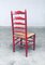 Rustic Red High Ladder Back Wood & Rush Chair Set, 1930s, Set of 2 15
