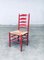 Rustic Red High Ladder Back Wood & Rush Chair Set, 1930s, Set of 2 20