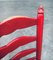 Juego de silla alta rústica de madera con respaldo en rojo, años 30. Juego de 2, Imagen 13