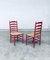 Rustic Red High Ladder Back Wood & Rush Chair Set, 1930s, Set of 2 24
