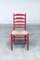 Juego de silla alta rústica de madera con respaldo en rojo, años 30. Juego de 2, Imagen 18