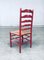Rustic Red High Ladder Back Wood & Rush Chair Set, 1930s, Set of 2 16