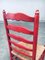 Rustic Red High Ladder Back Wood & Rush Chair Set, 1930s, Set of 2 3