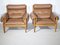 Scandinavian Leather and Oak Admiral Armchairs by Erik Merthen for Ire Möbler, 1960s, Set of 2 9