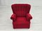 Danish Relax Armchair in Red Cotton, Wool & Oak Wood, 1960s 3