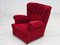 Danish Relax Armchair in Red Cotton, Wool & Oak Wood, 1960s 8
