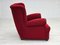 Danish Relax Armchair in Red Cotton, Wool & Oak Wood, 1960s 6