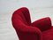 Butaca Relax danesa de algodón rojo, lana y madera de roble, años 60, Imagen 13