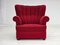 Dänischer Relax Sessel aus Roter Baumwolle, Wolle & Eichenholz, 1960er 4