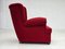 Danish Relax Armchair in Red Cotton, Wool & Oak Wood, 1960s 14