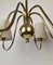 Six Arm Chandelier with Silk Shades in Brass from Josef Frank, Austria, 1930s, Image 4