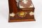 Antique English Victorian Golden Oak 3 Crystal Decanter Tantalus Dry Bar, 19th Century, Set of 13 14