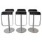 Minimalist Black Leather Lem Bar Stools attributed to Lapalma, Italy, 1999, Set of 3 1