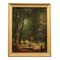 Paesaggio boschivo con figure, olio su tavola, con cornice, Immagine 1