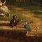 Paesaggio boschivo con figure, olio su tavola, con cornice, Immagine 3