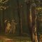 Paesaggio boschivo con figure, olio su tavola, con cornice, Immagine 5