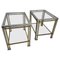 Gold Metal and Chrome Side Tables with Glass Tops, Set of 2 1