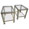 Tables d'Appoint en Métal Doré et Chrome avec Plateaux en Verre, Set de 2 1