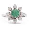 Vintage 18k White Gold Emerald and Diamond Ring, 1970s 1