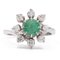 Vintage 18k White Gold Emerald and Diamond Ring, 1970s, Image 1