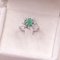 Vintage 18k White Gold Emerald and Diamond Ring, 1970s, Image 3
