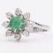 Vintage 18k White Gold Emerald and Diamond Ring, 1970s, Image 4