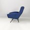 Moderne italienische Mid-Century Sessel aus blauem Stoff & schwarzem Metall, 1960er, 2er Set 6