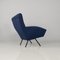 Mid-Century Italian Modern Blue Fabric and Black Metal Armchairs, 1960s, Set of 2 8