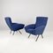 Mid-Century Italian Modern Blue Fabric and Black Metal Armchairs, 1960s, Set of 2 3