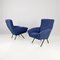 Moderne italienische Mid-Century Sessel aus blauem Stoff & schwarzem Metall, 1960er, 2er Set 3