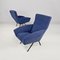 Moderne italienische Mid-Century Sessel aus blauem Stoff & schwarzem Metall, 1960er, 2er Set 2