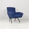 Moderne italienische Mid-Century Sessel aus blauem Stoff & schwarzem Metall, 1960er, 2er Set 5