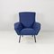 Moderne italienische Mid-Century Sessel aus blauem Stoff & schwarzem Metall, 1960er, 2er Set 4