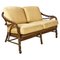 American Modern Rattan and Beige Floreal Fabric Sofa attributed to McGuire, 1970s, Image 1