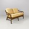 American Modern Rattan and Beige Floreal Fabric Sofa attributed to McGuire, 1970s, Image 3