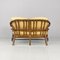 American Modern Rattan and Beige Floreal Fabric Sofa attributed to McGuire, 1970s 5