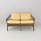 American Modern Rattan and Beige Floreal Fabric Sofa attributed to McGuire, 1970s 2